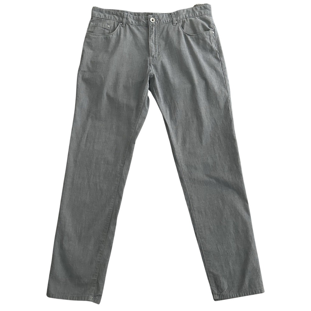 Calvin Klein Mens Slim Fit 5-Pocket Stretch Tapered Gray Pants 34x32